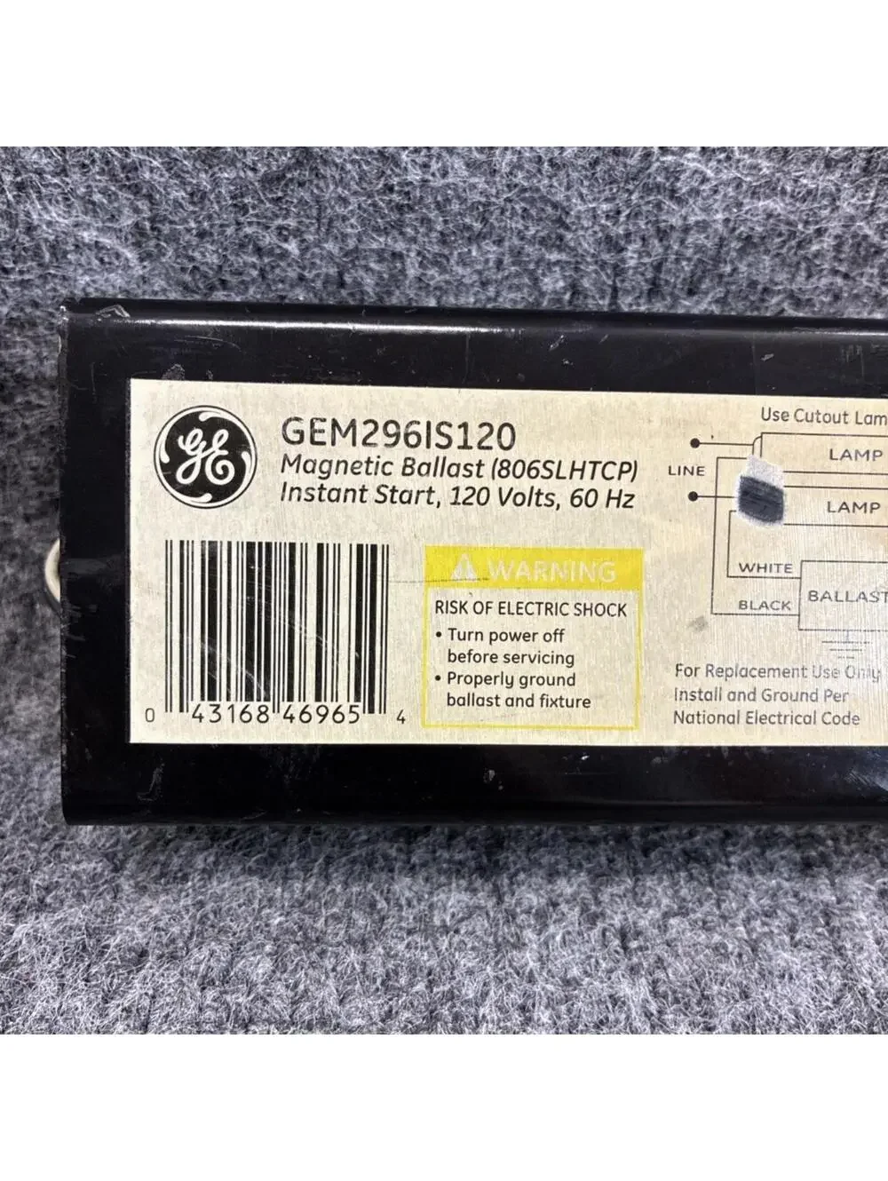 GE GEM296IS120 46965 120V 60 Hz 2 Lamp Magnetic Ballast